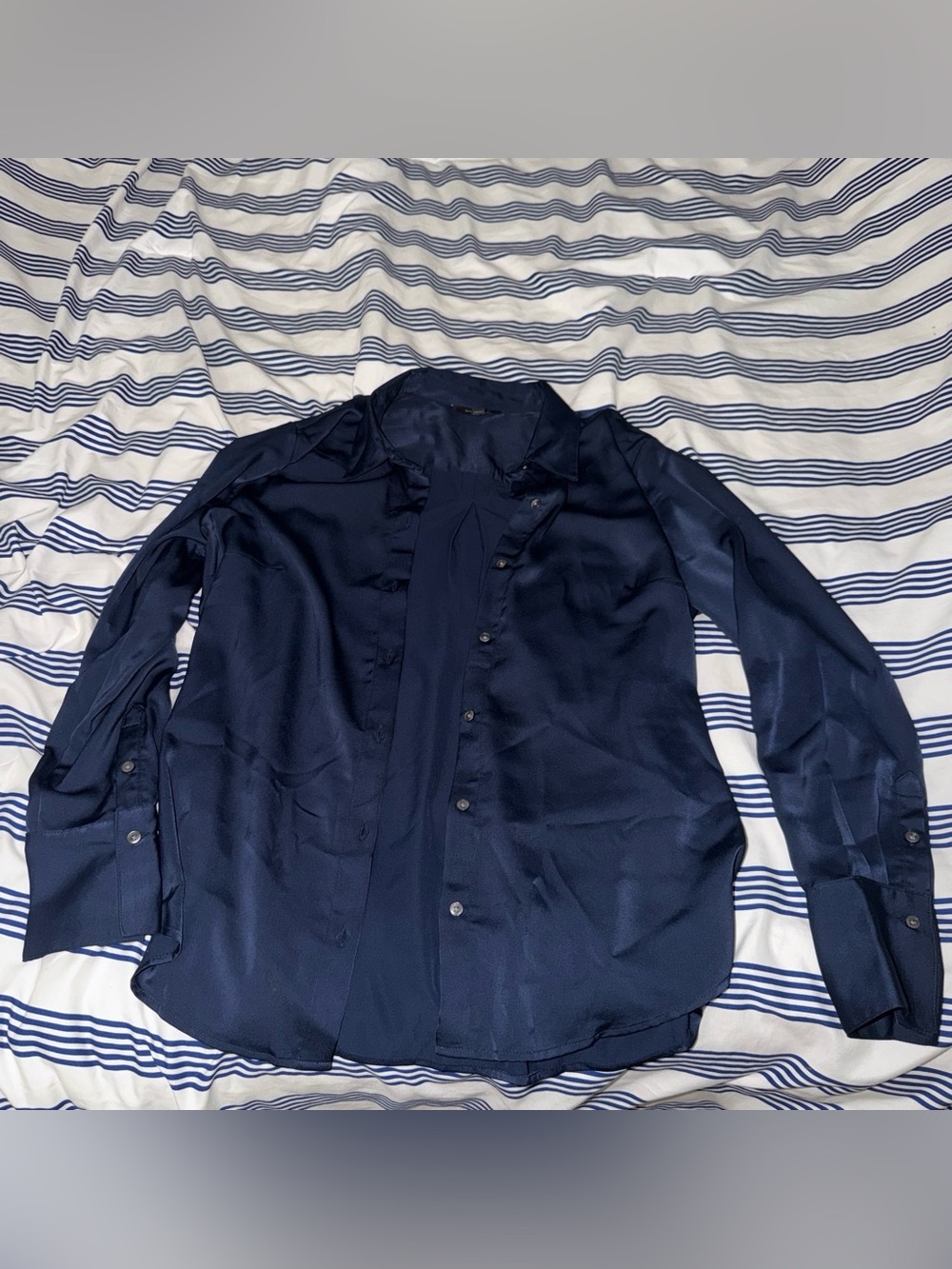 Banana Republic Navy Satin-Look Shirt Jacket